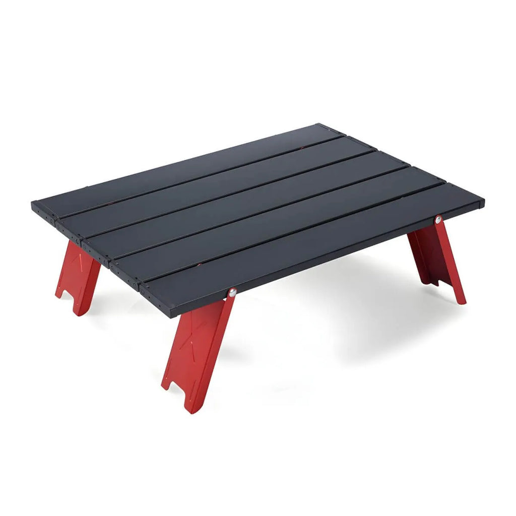 Modern Foldable Metal Coffee Table – Black Top with Red Frame