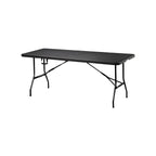 Modern Foldable Metal Patio Dining Table with Wicker-Texture Top