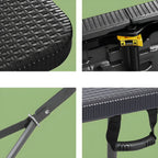 Modern Foldable Metal Patio Dining Table with Wicker-Texture Top