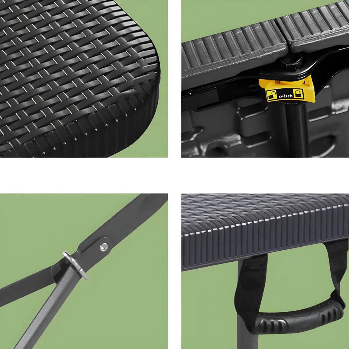 Modern Foldable Metal Patio Dining Table with Wicker-Texture Top
