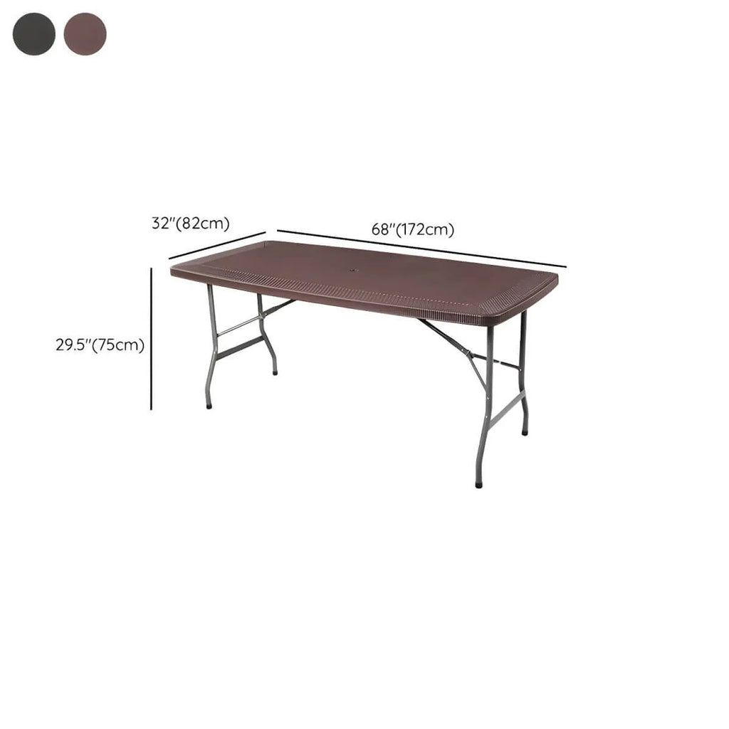 Modern Foldable Metal Patio Dining Table with Wicker-Texture Top Dimensions