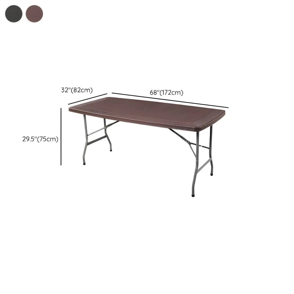Modern Foldable Metal Patio Dining Table with Wicker-Texture Top Dimensions