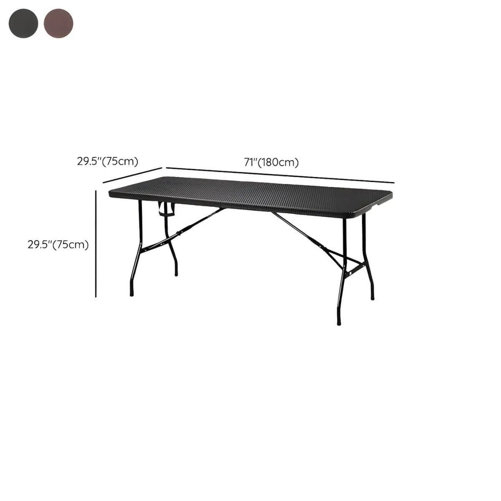 Modern Foldable Metal Patio Dining Table with Wicker-Texture Top Dimensions