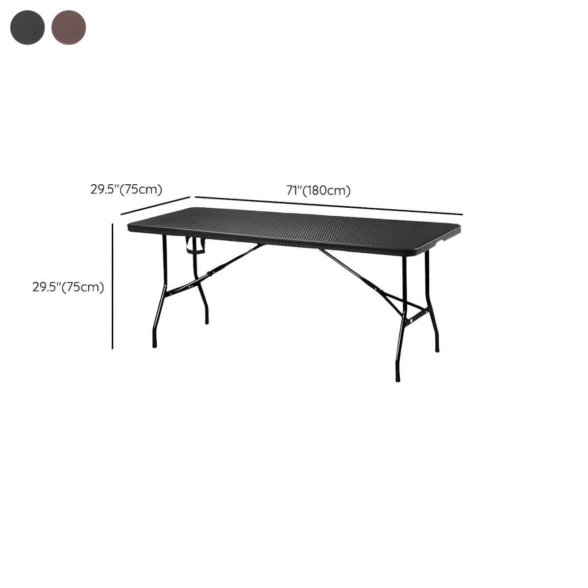 Modern Foldable Metal Patio Dining Table with Wicker-Texture Top Dimensions