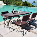 Modern Foldable Metal Patio Dining Table with Wicker-Texture Top Main Product Image