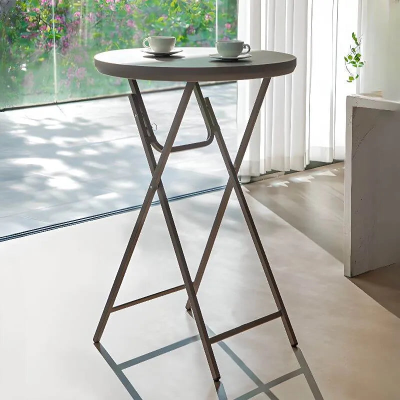 Modern Foldable Metal Round Bar Table – Outdoor & Patio