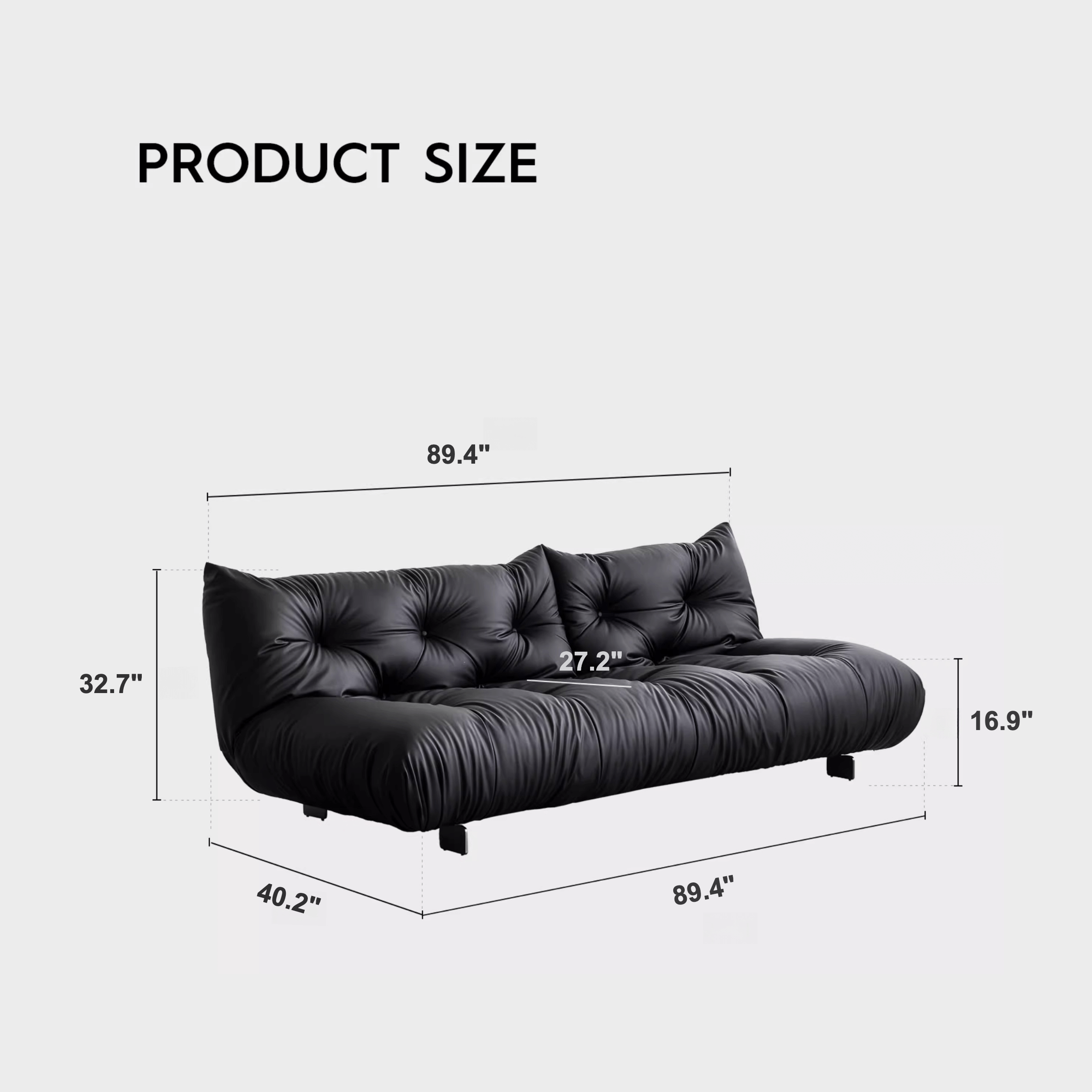 Modern Foldable Sofa Bed with Adjustable Backrest Dimensions