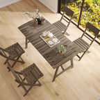Modern Foldable Wood Dining Table – Medium Brown Fir Outdoor Patio Table