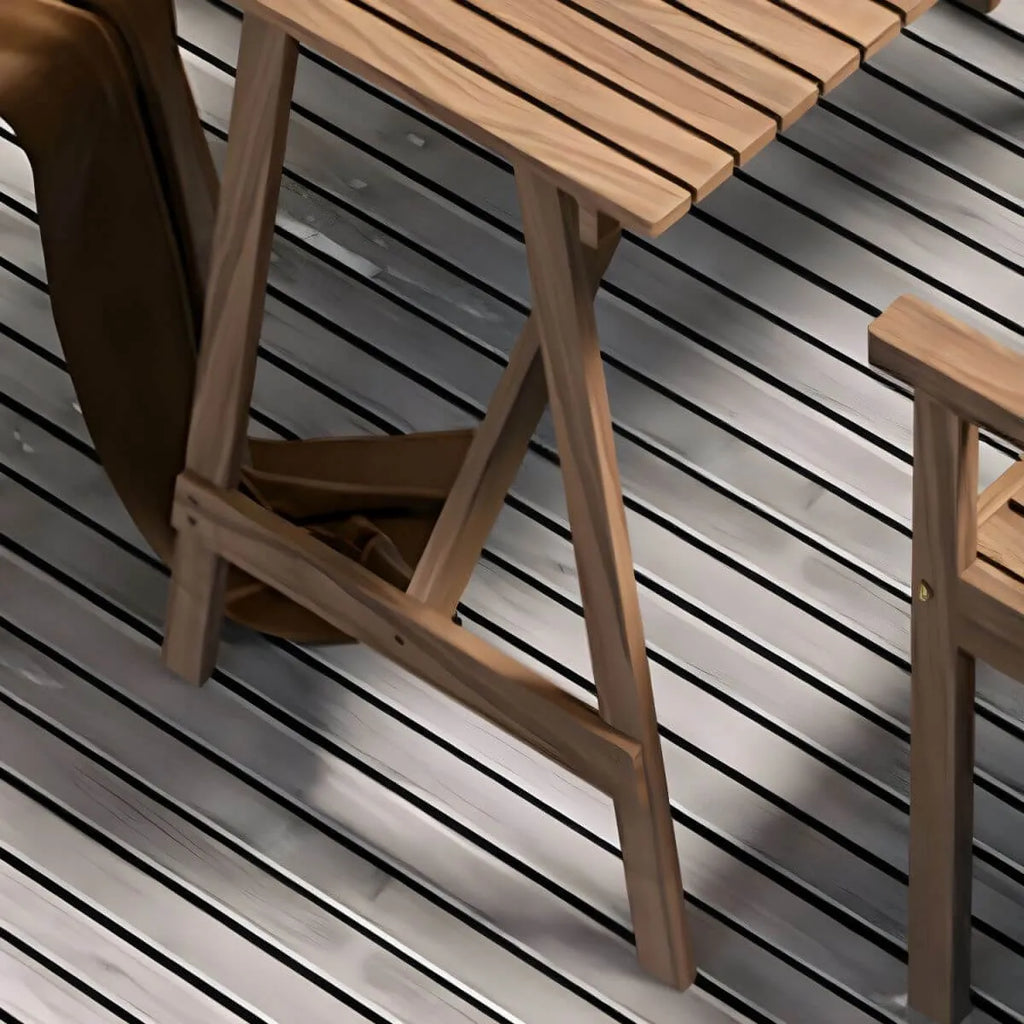 Modern Foldable Wood Dining Table – Medium Brown Fir Outdoor Patio Table