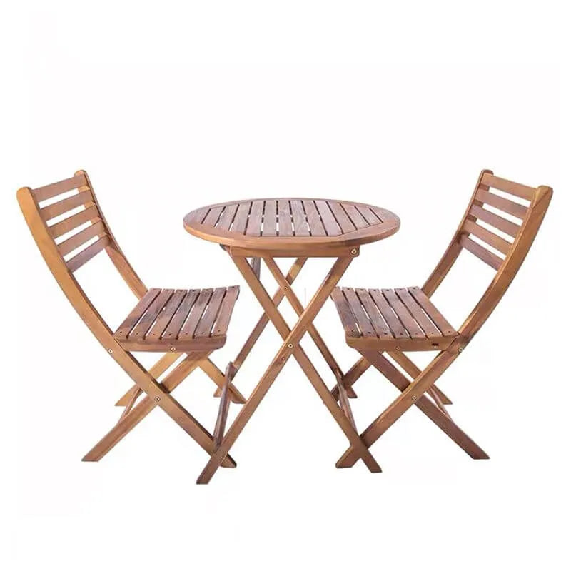 Modern Foldable Wooden Outdoor Dining Table – Brown Round & Square