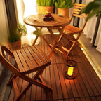 Modern Foldable Wooden Outdoor Dining Table – Brown Round & Square Main Product Image