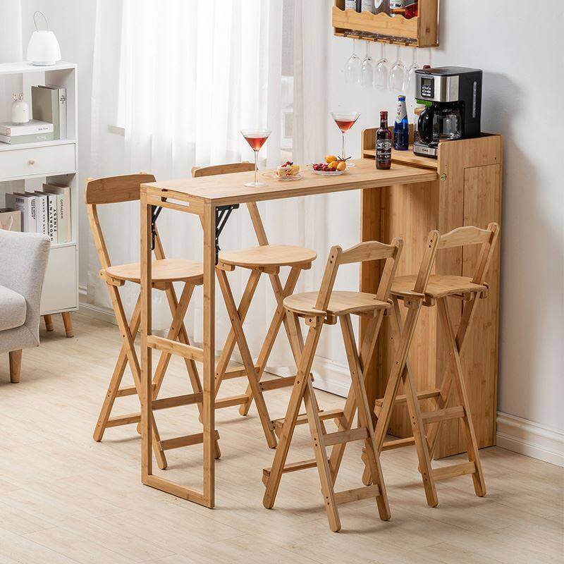 Modern Folding High Bar Table with Storage for Small Spaces