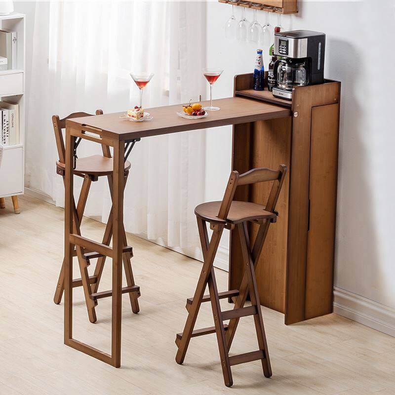 Modern Folding High Bar Table with Storage for Small Spaces