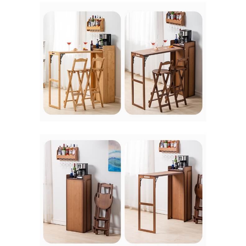 Modern Folding High Bar Table with Storage for Small Spaces