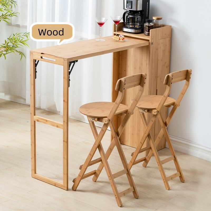 Modern Folding High Bar Table with Storage for Small Spaces