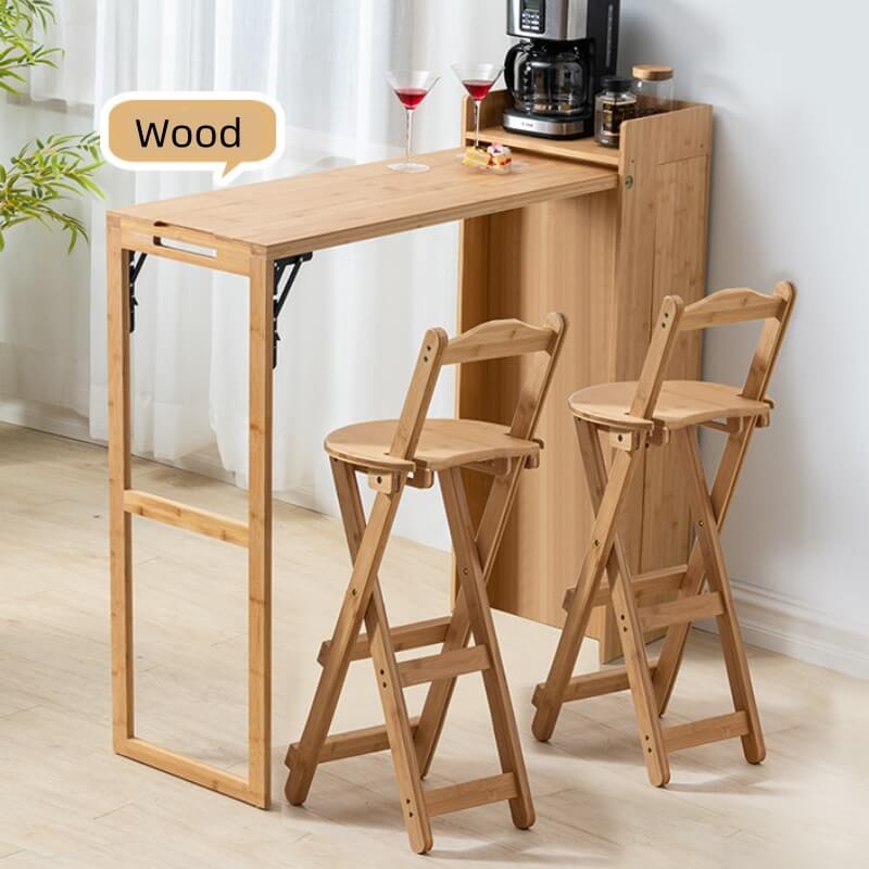 Modern Folding High Bar Table with Storage for Small Spaces