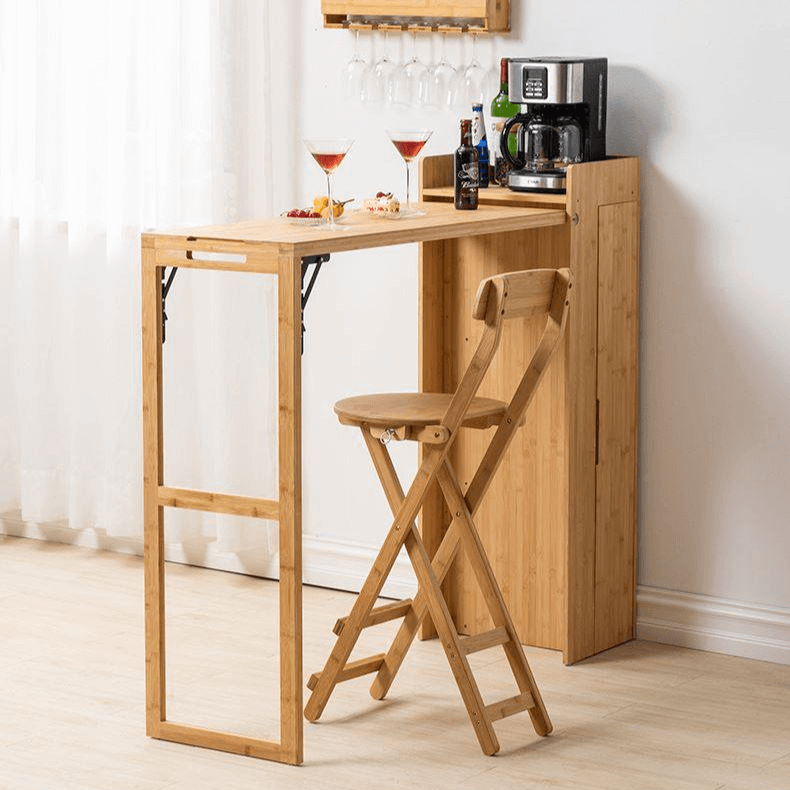 Modern Folding High Bar Table with Storage for Small Spaces