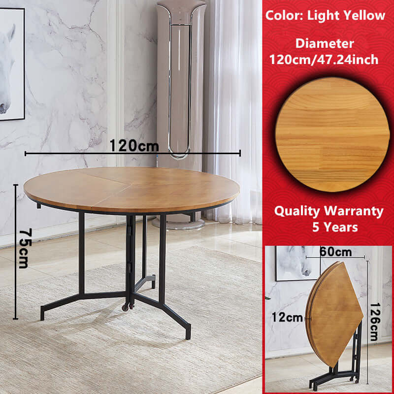 Modern Folding Table, Light Yellow, Space-Saving Design