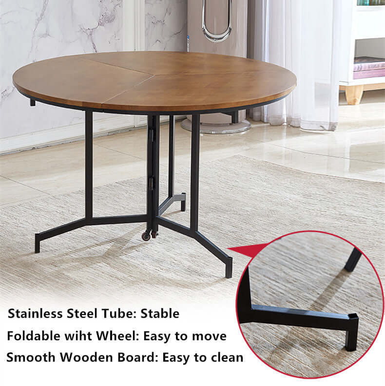 Modern Folding Table, Light Yellow, Space-Saving Design