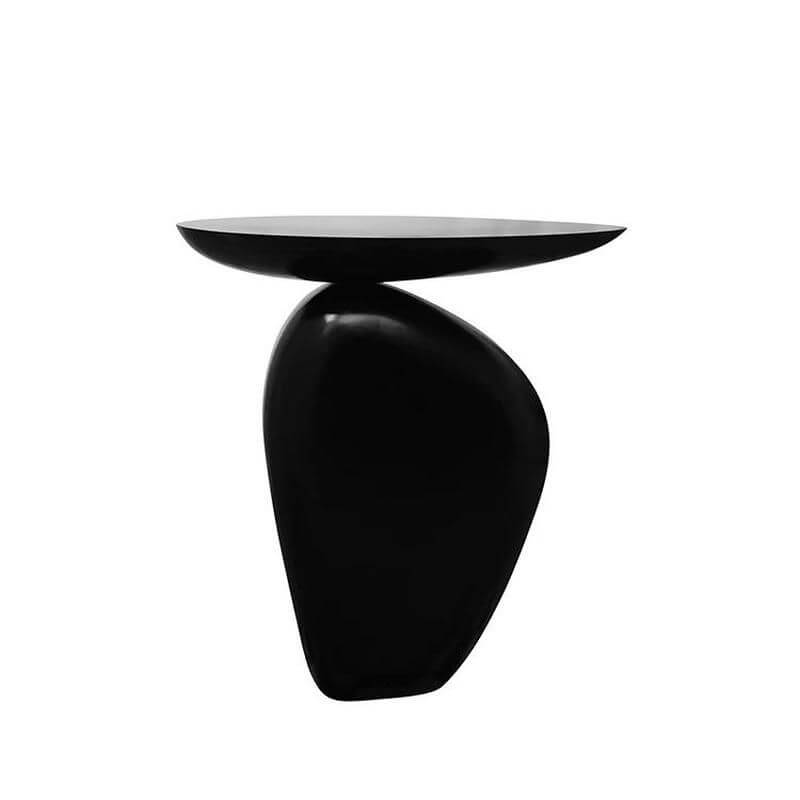 Modern Free-Form Fiberglass Side Table with Steel Pedestal Base