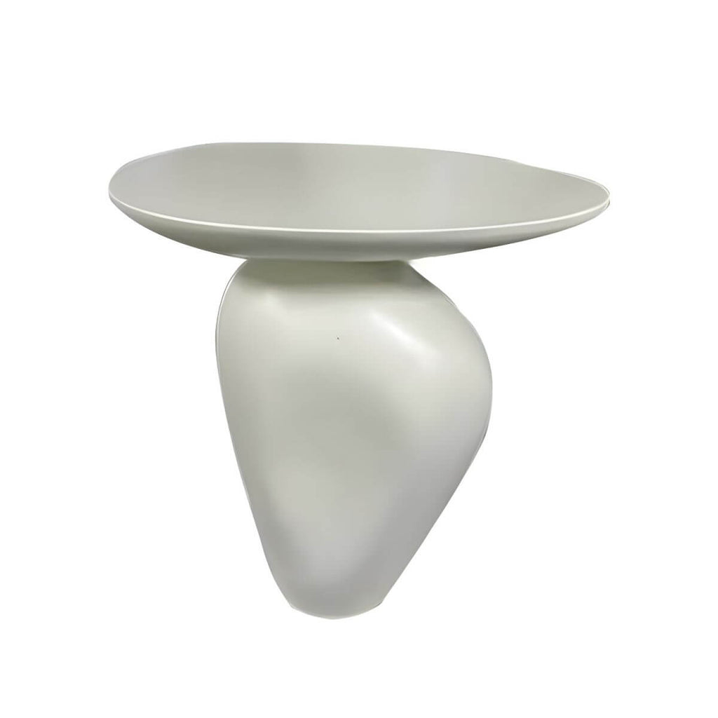 Modern Free-Form Fiberglass Side Table with Steel Pedestal Base