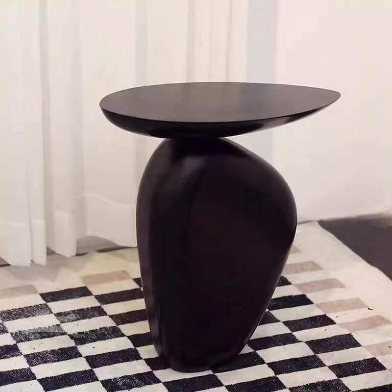 Modern Free-Form Fiberglass Side Table with Steel Pedestal Base