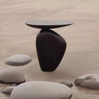 Modern Free-Form Fiberglass Side Table with Steel Pedestal Base