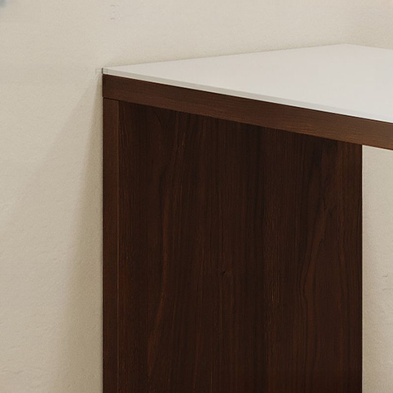 Modern Free-Form Travertine Bar Table with Wood Base