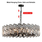 Modern Geometric Crystal Chandelier in Black and Gold Finish