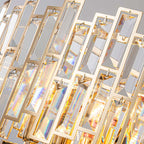 Modern Geometric Crystal Chandelier in Black and Gold Finish