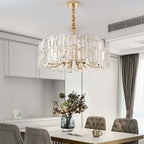 Modern Geometric Crystal Chandelier in Black and Gold Finish
