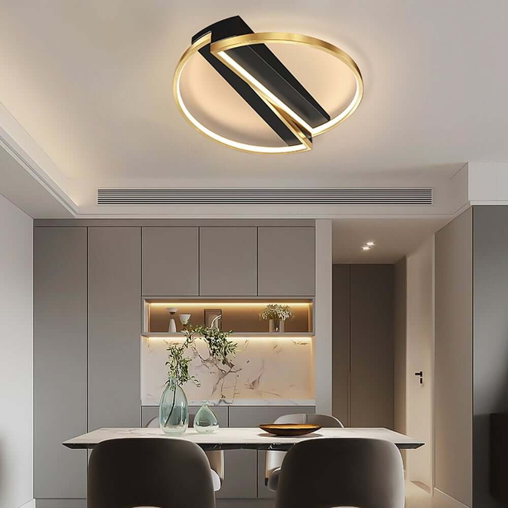 Modern Geometric Flush Mount Ceiling Light – Gold & Black Aluminum Zweitbild