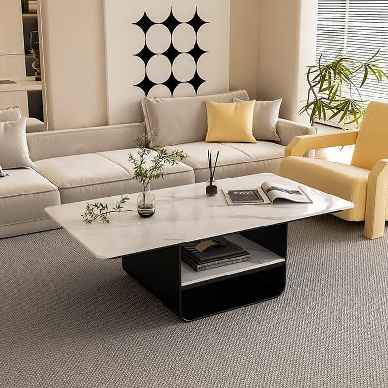 Modern geometric sintered stone coffee table