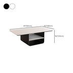 Modern Geometric Sintered Stone Coffee Table with Plinth Base and Two Shelves Dimensions