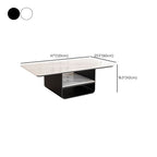 Modern Geometric Sintered Stone Coffee Table with Plinth Base and Two Shelves Dimensions