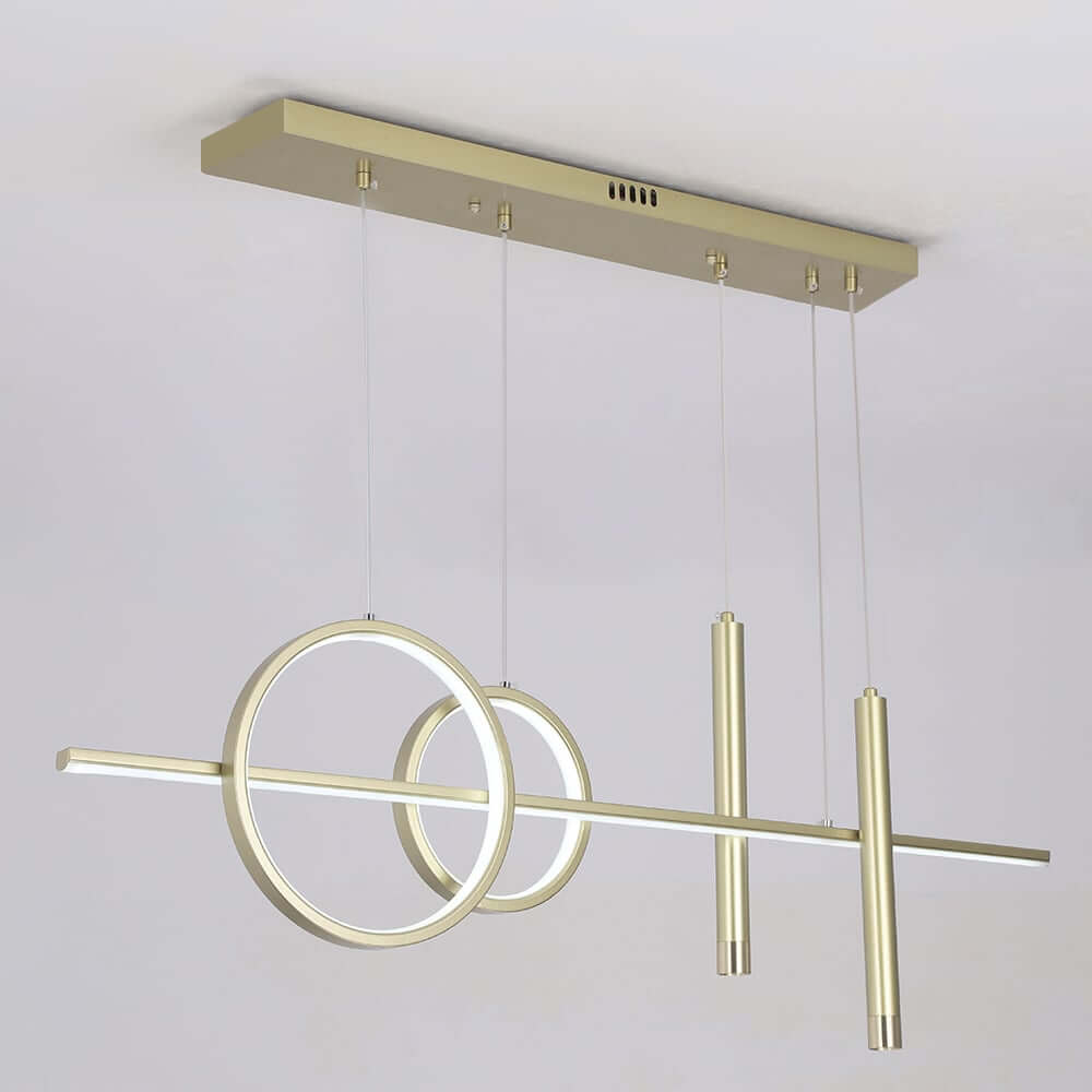 Modern Geometry 4-Light Gold Kitchen Island Pendant with 3-Mode LED