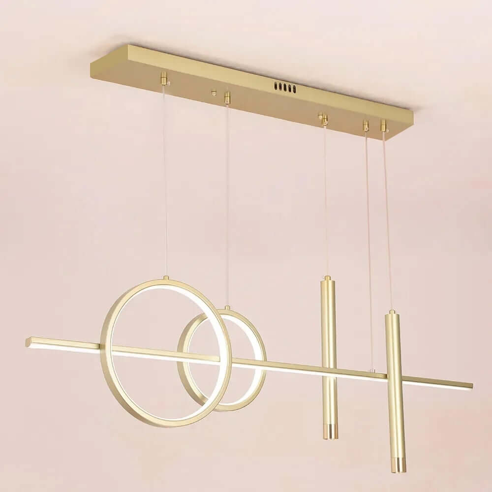 Modern Geometry 4-Light Gold Kitchen Island Pendant with 3-Mode LED