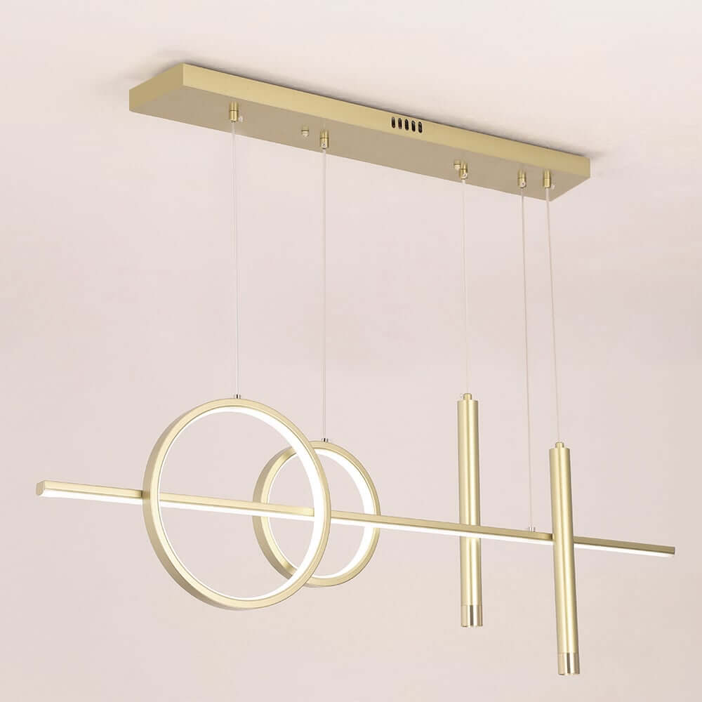 Modern Geometry 4-Light Gold Kitchen Island Pendant with 3-Mode LED