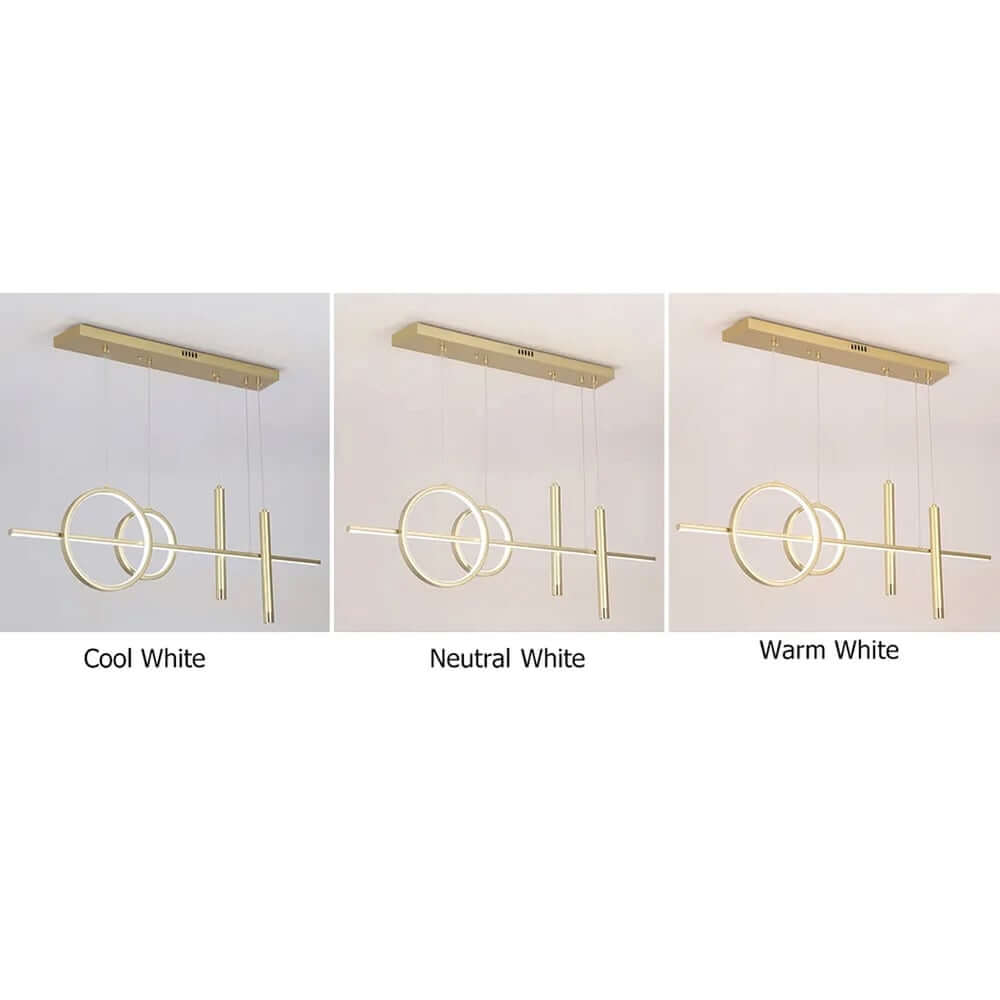 Modern Geometry 4-Light Gold Kitchen Island Pendant with 3-Mode LED