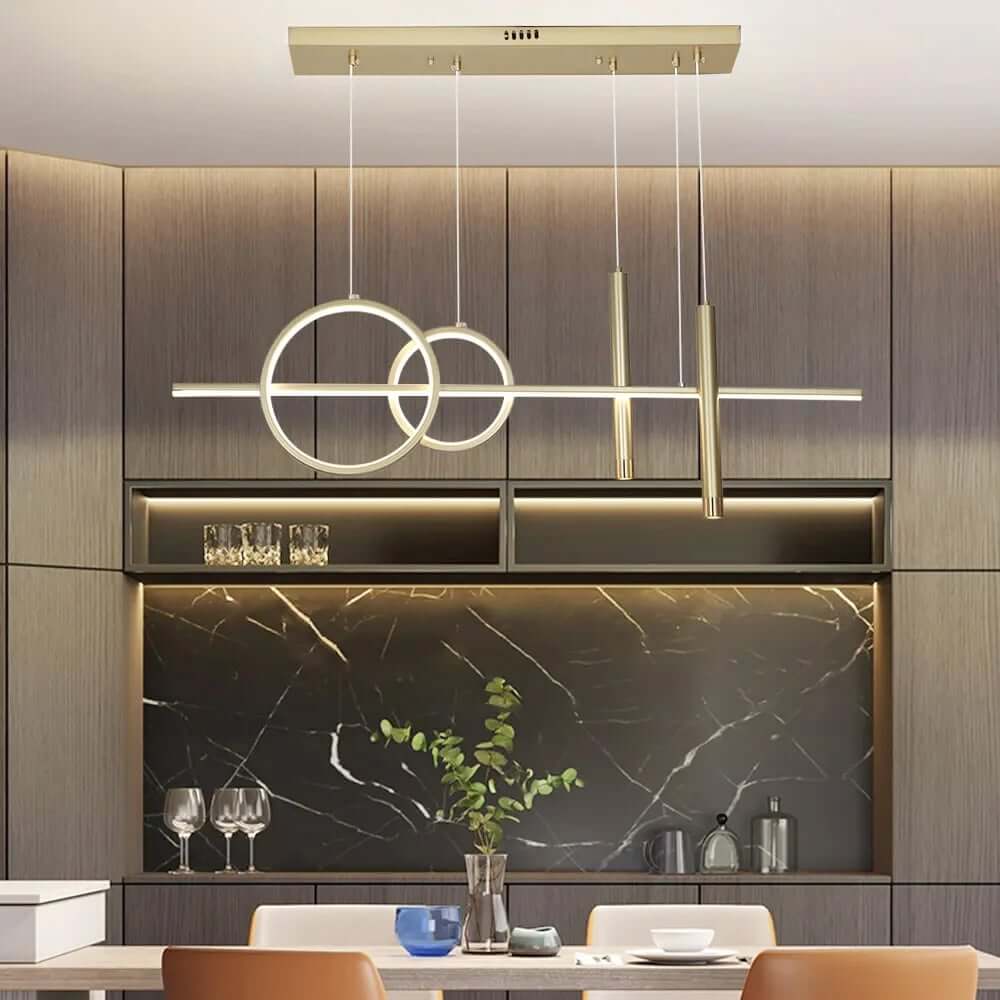 Modern Geometry 4-Light Gold Kitchen Island Pendant with 3-Mode LED Secondary image