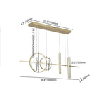 Modern Geometry 4-Light Gold Kitchen Island Pendant with 3-Mode LED Dimensions