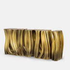 Modern Glam Fiberglass Console Table with Abstract Sculptural Base