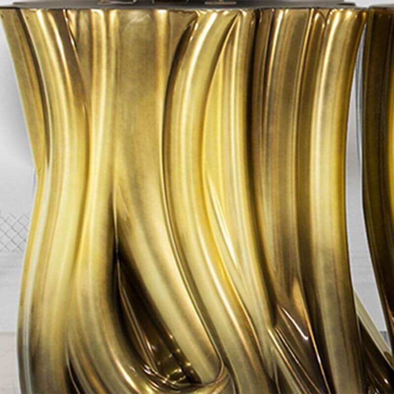 Modern Glam Fiberglass Console Table with Abstract Sculptural Base