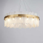 Modern Glass Chandelier with Adjustable Height and Ambient Warm White Lighting