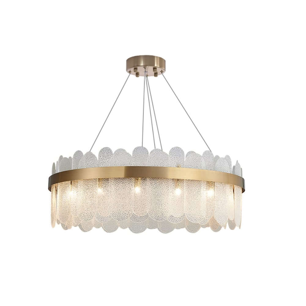 Modern Glass Chandelier with Adjustable Height and Ambient Warm White Lighting