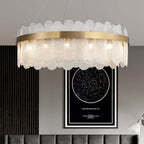 Modern Glass Chandelier with Adjustable Height and Ambient Warm White Lighting Main Product Image