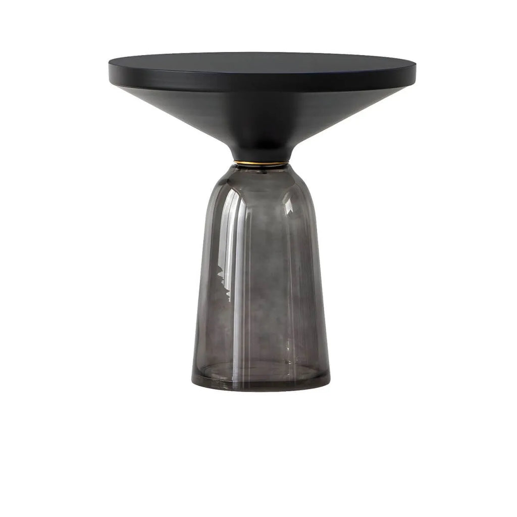Modern Glass Drum Side Table with Matte Top – Nordic Accent Table