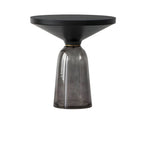 Modern Glass Drum Side Table with Matte Top – Nordic Accent Table