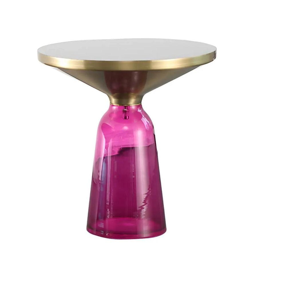 Modern Glass Drum Side Table with Matte Top – Nordic Accent Table