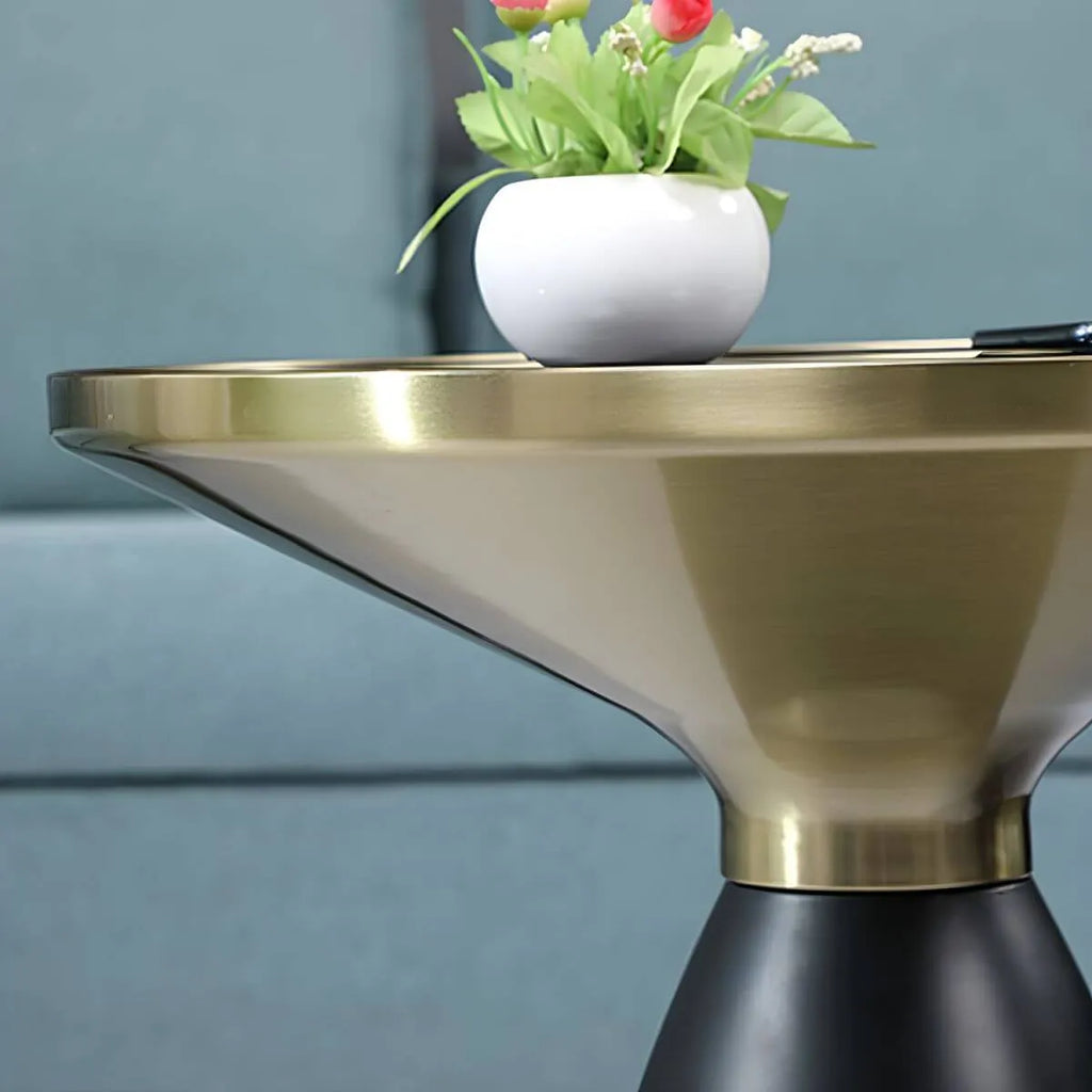 Modern Glass Drum Side Table with Matte Top – Nordic Accent Table